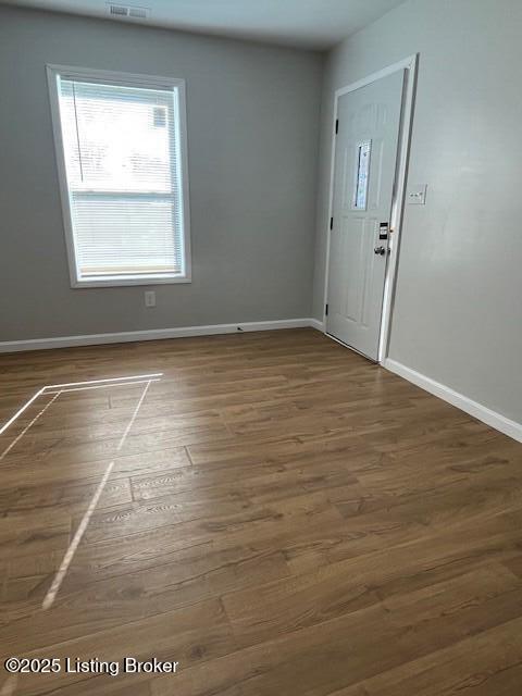 foyer entrance featuring dark hardwood / wood-style flooring