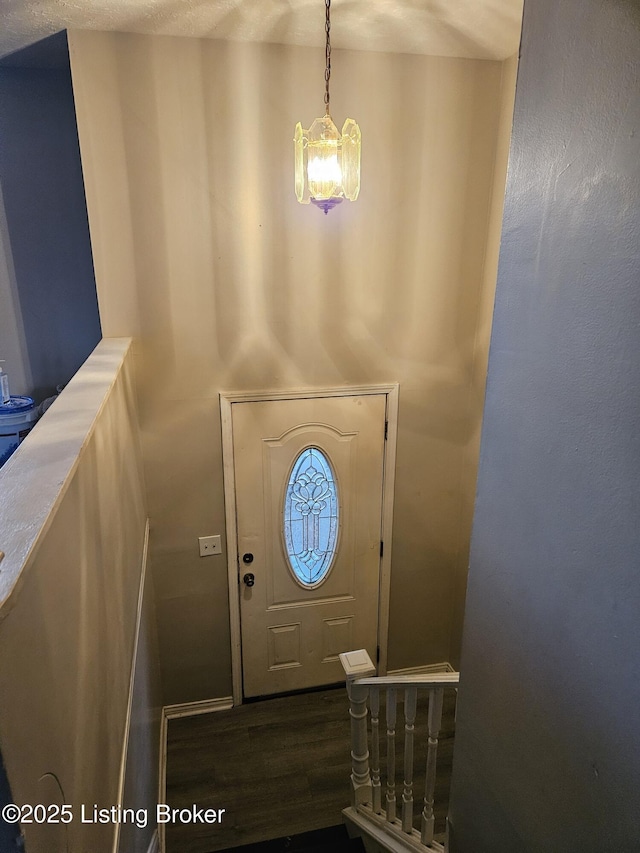 foyer entrance with dark hardwood / wood-style flooring