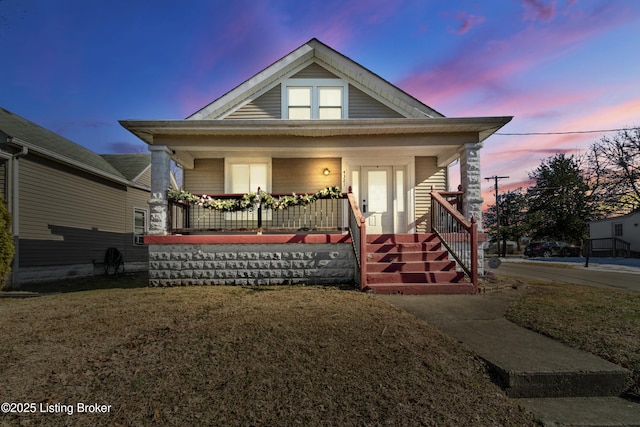 bungalow-style home with covered porch