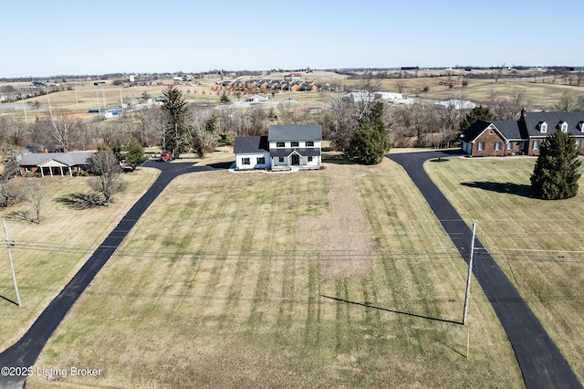 aerial view featuring a rural view