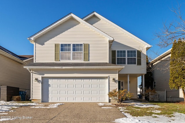 front facade with a garage