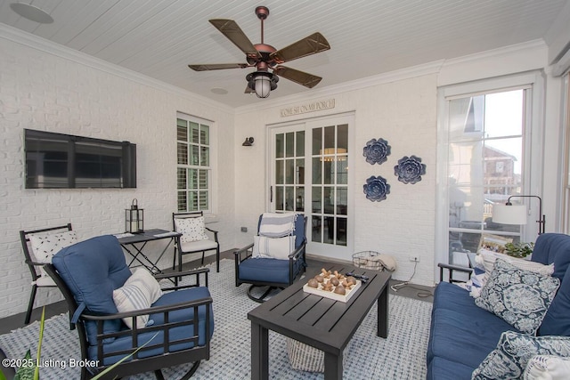 view of patio / terrace featuring an outdoor living space and ceiling fan