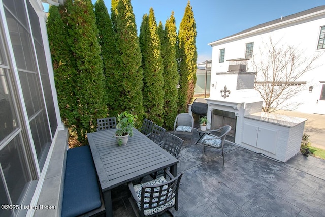 view of patio featuring a water view