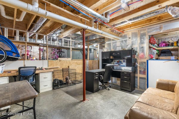 office space with concrete floors