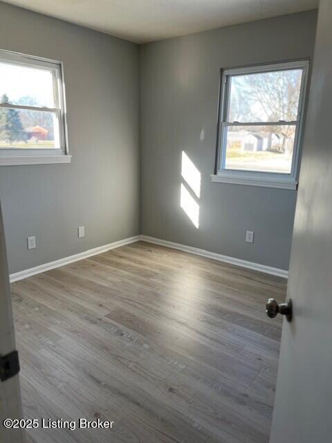 spare room featuring light wood-type flooring