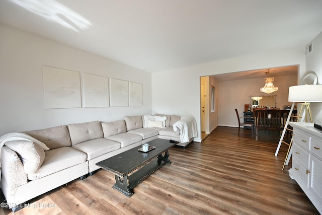 living room featuring dark hardwood / wood-style flooring