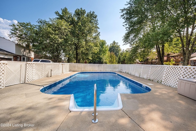 view of swimming pool featuring a patio