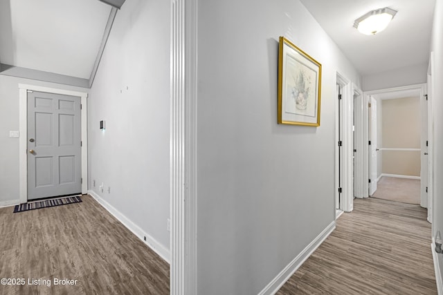 hallway featuring wood-type flooring