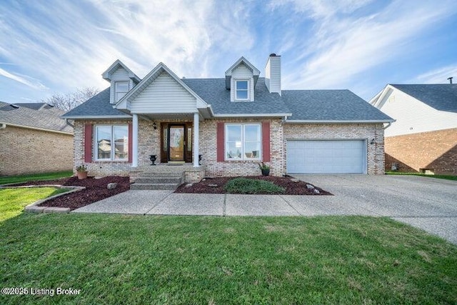 view of front of home featuring a garage and a front yard