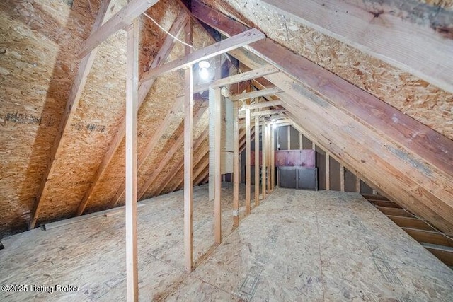 view of unfinished attic