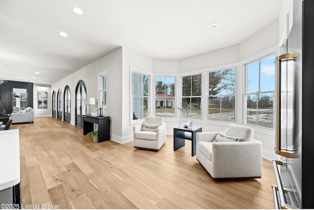 living room with light wood-type flooring