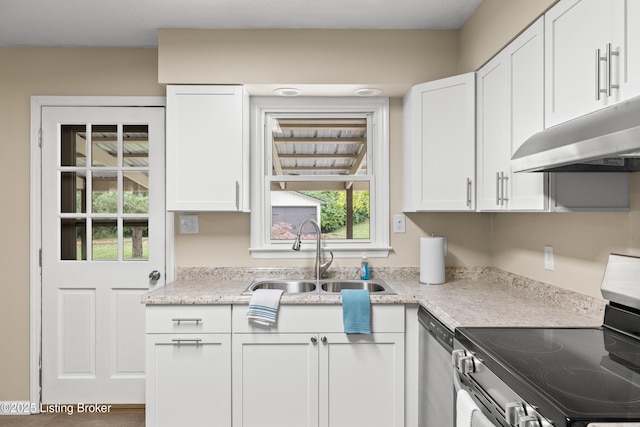 kitchen with white cabinetry, stainless steel appliances, and sink