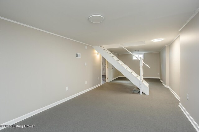 basement featuring ornamental molding