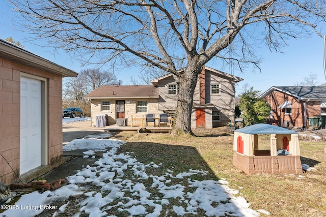 view of yard with a deck