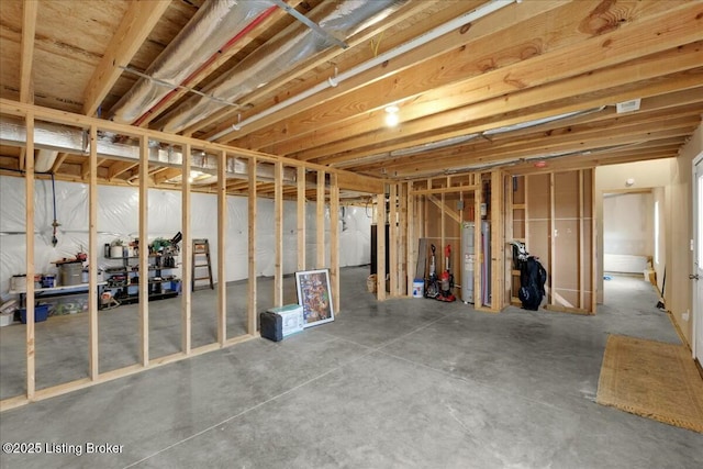 basement with water heater