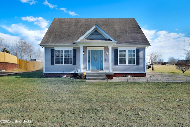 view of front of home with a front yard