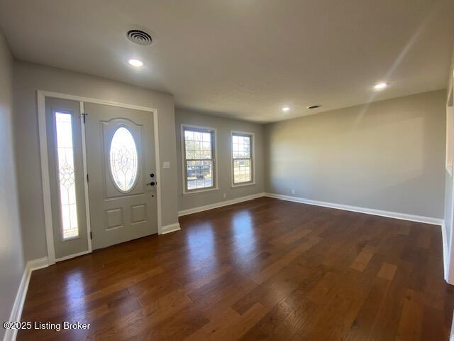 foyer with dark wood-type flooring