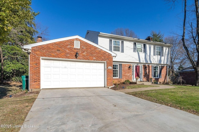 view of front of house featuring a garage and a front yard