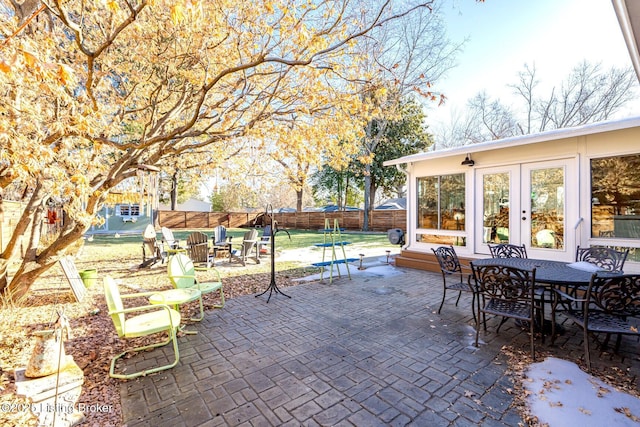 view of patio / terrace featuring french doors