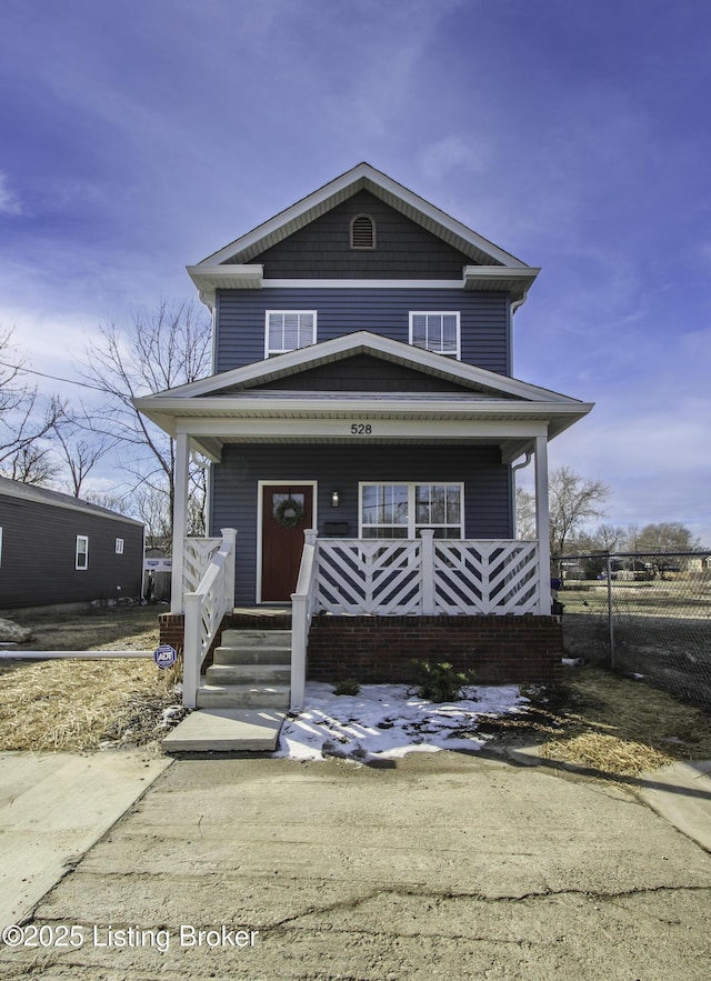 view of front of property with covered porch