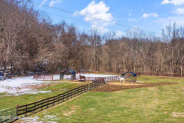 view of yard featuring a rural view