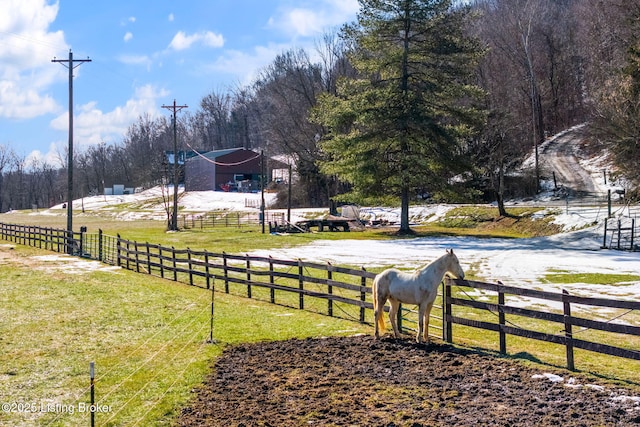 view of yard featuring a rural view