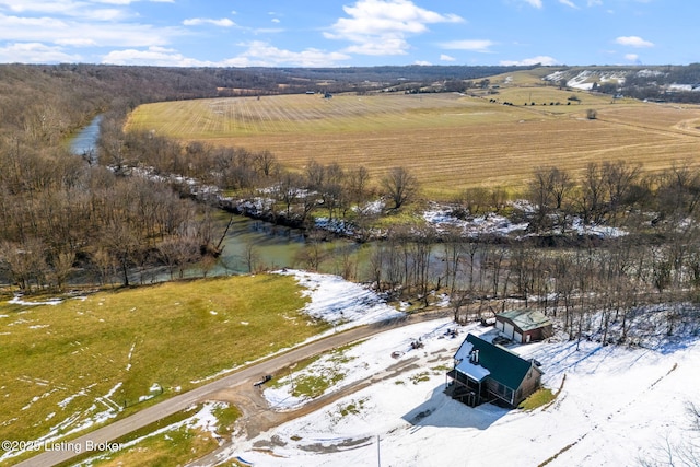 drone / aerial view featuring a rural view