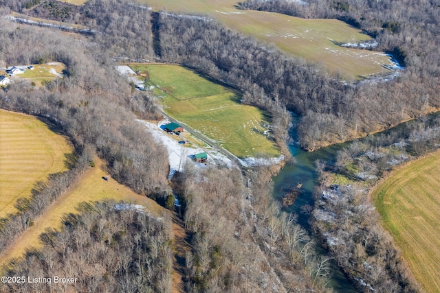 aerial view featuring a rural view