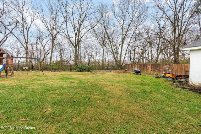 view of yard featuring a playground