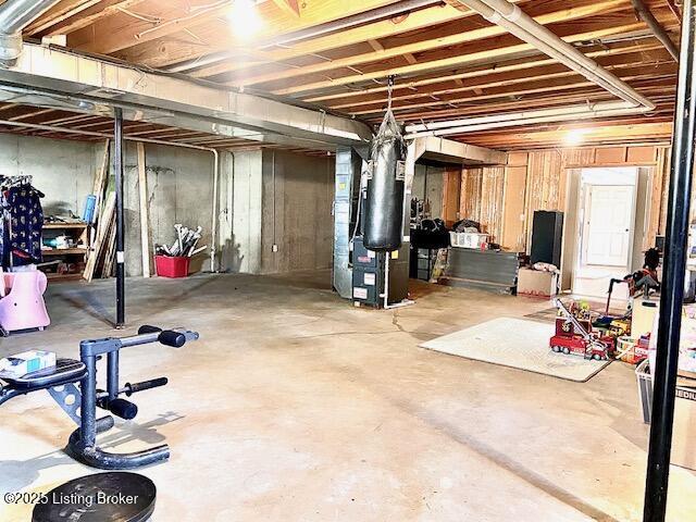 basement with heating unit