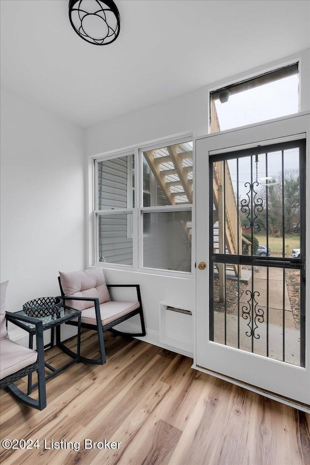 doorway featuring light hardwood / wood-style flooring