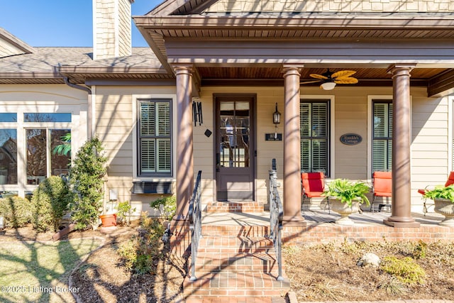 property entrance with covered porch