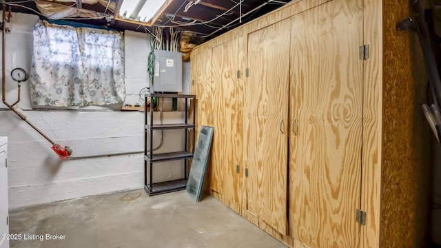 basement with electric panel