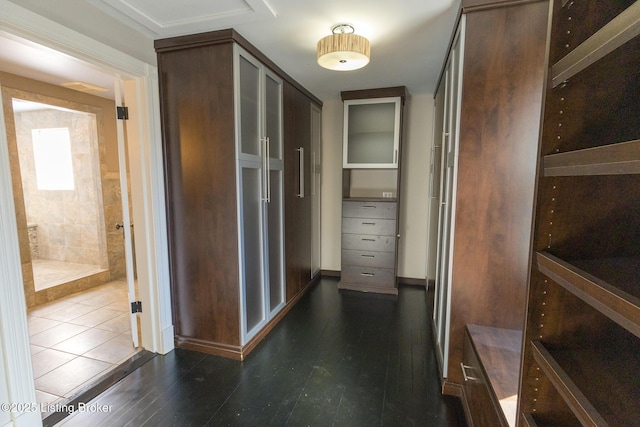 hall featuring dark hardwood / wood-style flooring