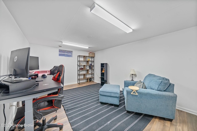 office area featuring hardwood / wood-style floors