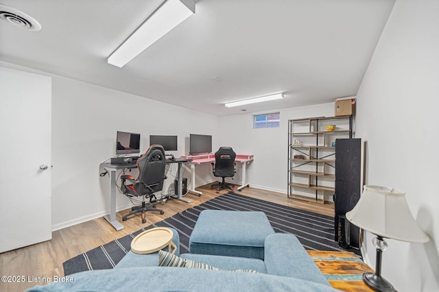 office with hardwood / wood-style floors