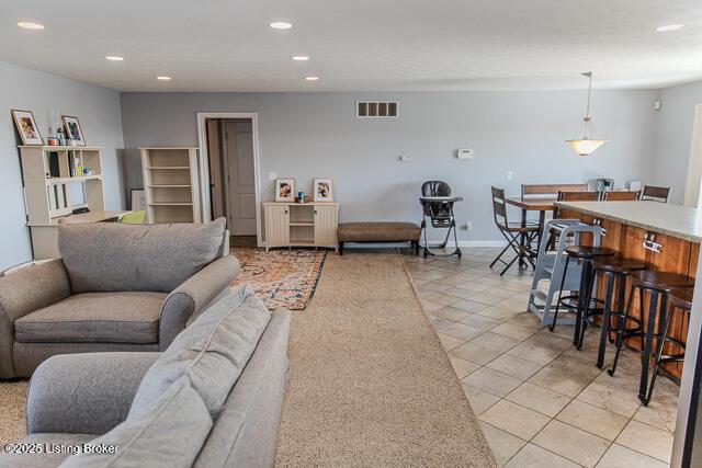 view of tiled living room