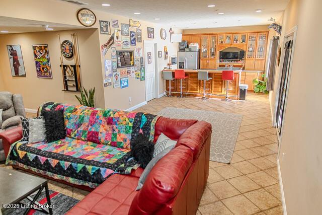 view of tiled living room