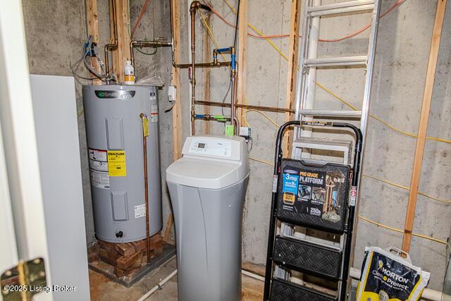 utility room featuring water heater