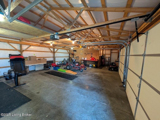 garage with a garage door opener