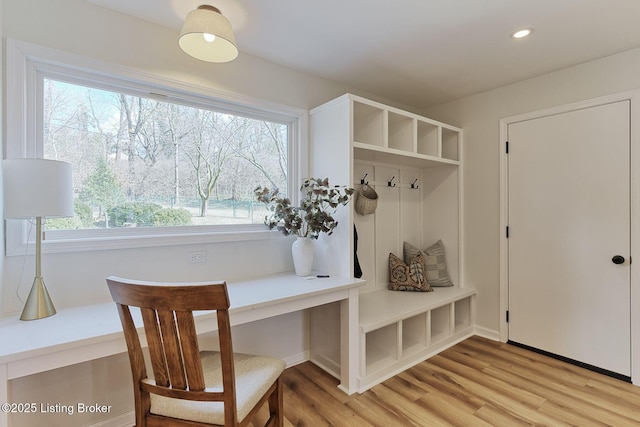 mudroom featuring light hardwood / wood-style flooring