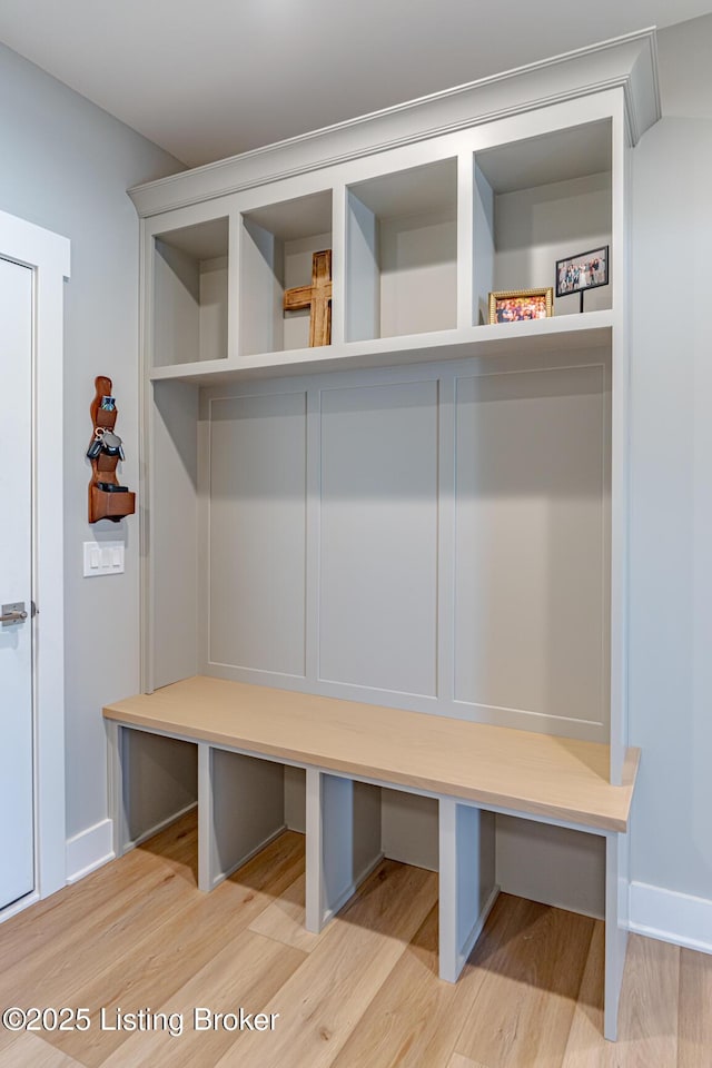 mudroom featuring wood-type flooring