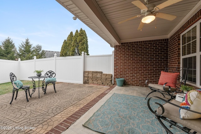 view of patio / terrace with ceiling fan