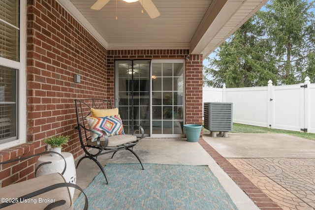 view of patio / terrace with ceiling fan