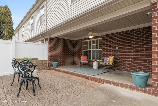 view of patio / terrace featuring ceiling fan