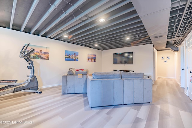 interior space with light hardwood / wood-style floors