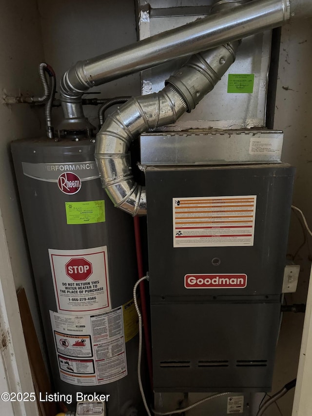 utility room with water heater