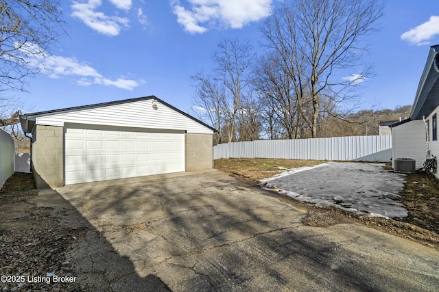 garage with central air condition unit