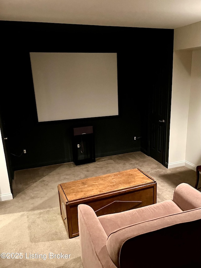 view of carpeted home theater room