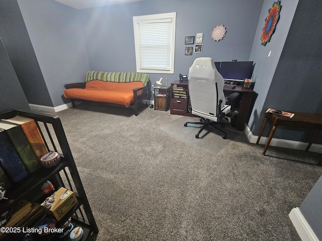 view of carpeted home office